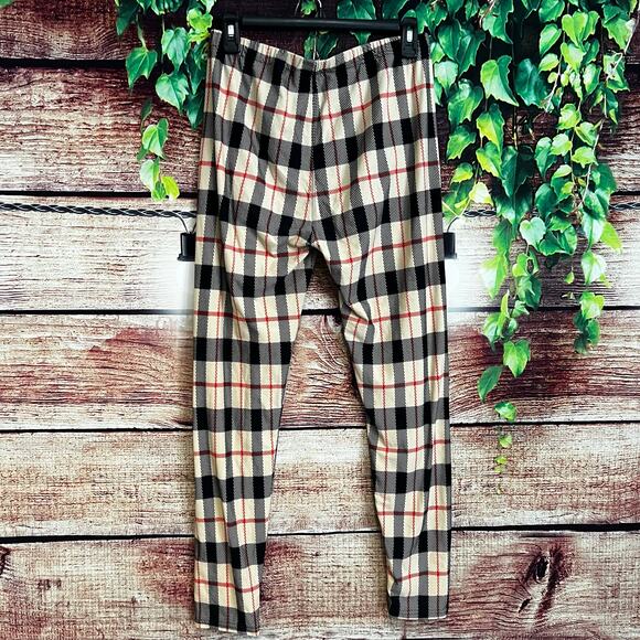 Nova Check Designer Inspired Leggings Full Length One Size M L XL Plaid Striped - Picture 3 of 5